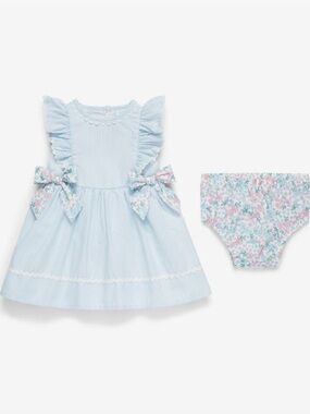 NWT Draper James Light Blue Striped Baby Dress  - 6/9 months